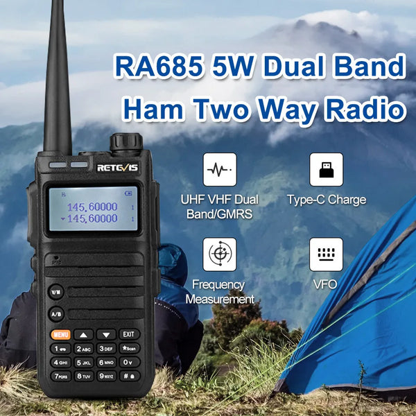 Walkie Talkie Two-way Radio Stations Long Range (UHF VHF USB Type C Charger)