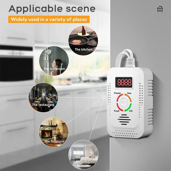 Dual Gas Leak Detector – CO & Methane Alarm for Home Kitchen