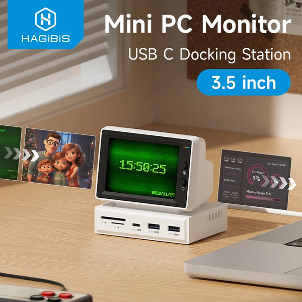 Simulation Mini PC 3.5inch Docking Station Monitor