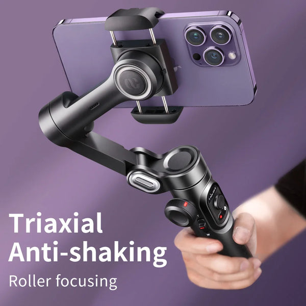 Gimbal Stabilizer for Smartphone, 3-Axis Phone Gimbal, Built-in Extension Rod, Object Tracking